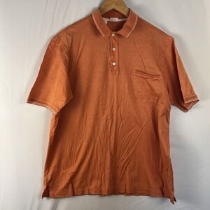 Brioni Polo Shirt Adult Extra Large Mens XL Orange Made in Italy